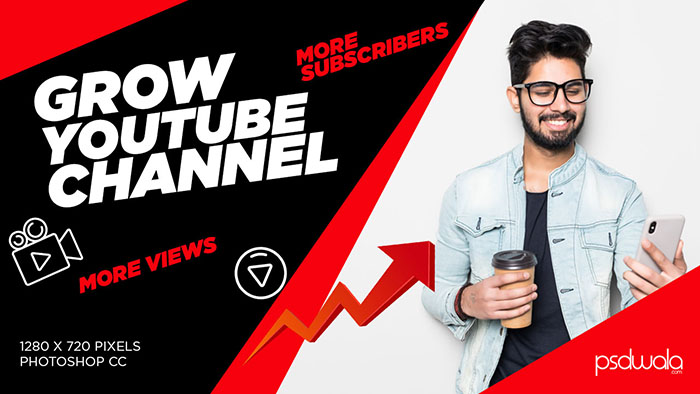 Grow YouTube Channel Video Thumbnail Free PSD