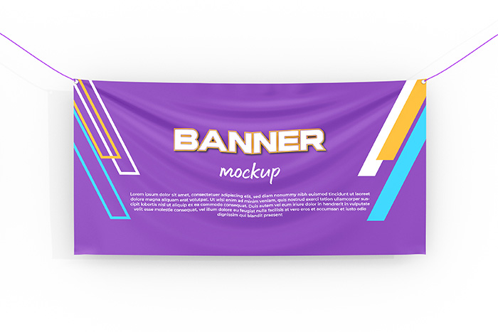 Hanging Banner Realistic Photoshop Mockup PSD