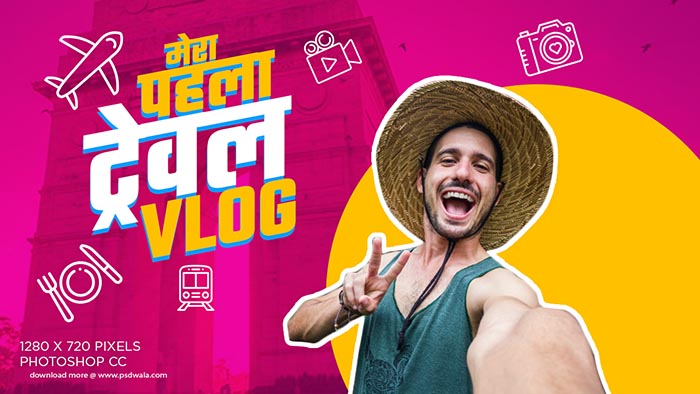 Indian Vlogs YouTube Channel Thumbnail Free PSD