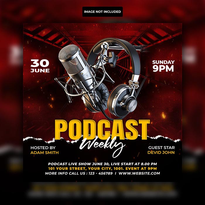 Podcast Talk Show Flyer and Instagram Post PSD Template