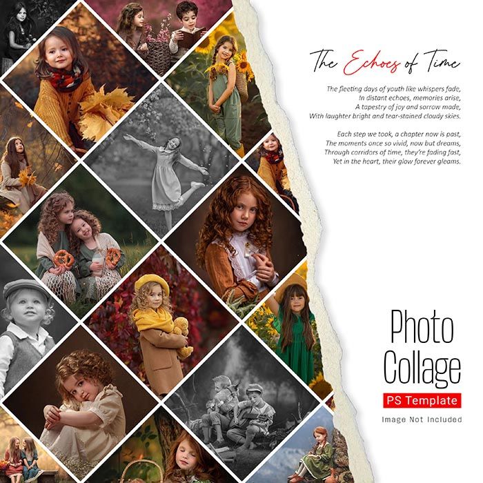 Torn Paper Photo Collage Frame PSD Template