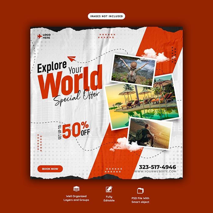 Travel and Tourism Social Media Banner PSD Template