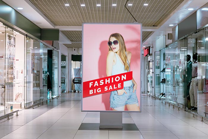 Woman Billboard Mall Advertising PSD Mockup