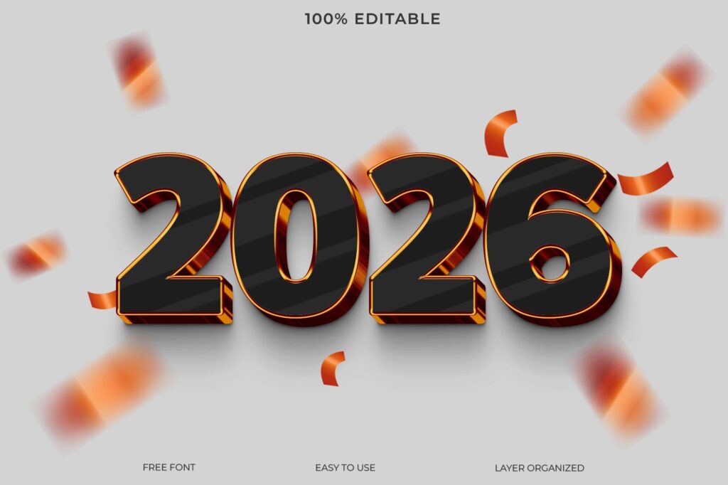 2026 Text Effects Free PSD template Preview