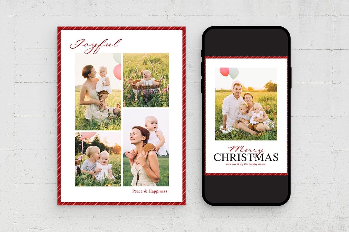 Family Christmas Greeting Card Free PSD Template
