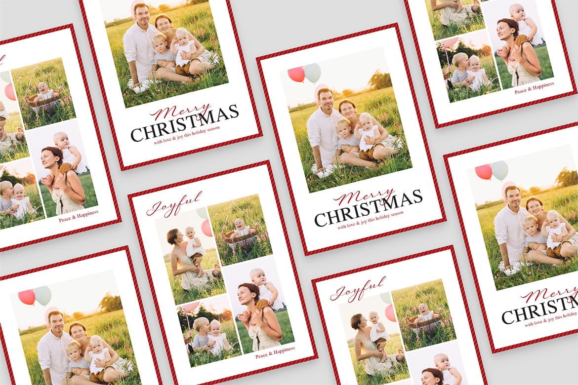 Family Christmas Greeting Card Free PSD Template