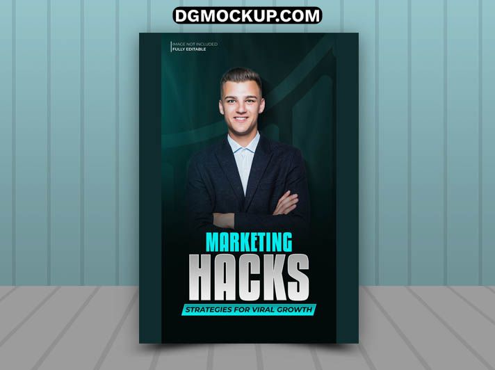 Editable Marketing Hacks PSD Template for Viral Strategy Posts