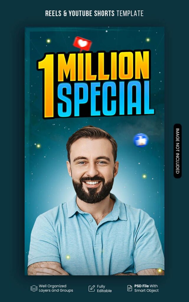 1 Million Subscribers Celebration Reels & Shorts PSD Free