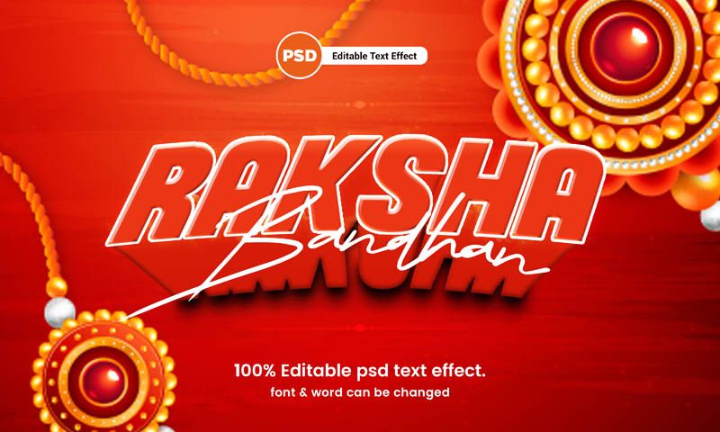 3D Raksha Bandhan Photoshop Text Effect PSD File Free