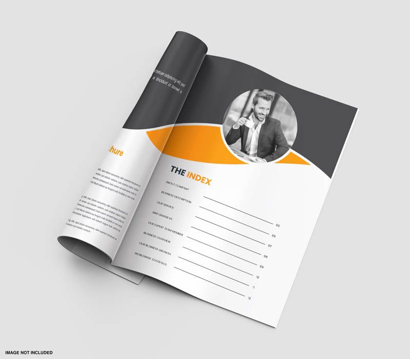 A4 Brochure Mockup with Curled Page Free PSD