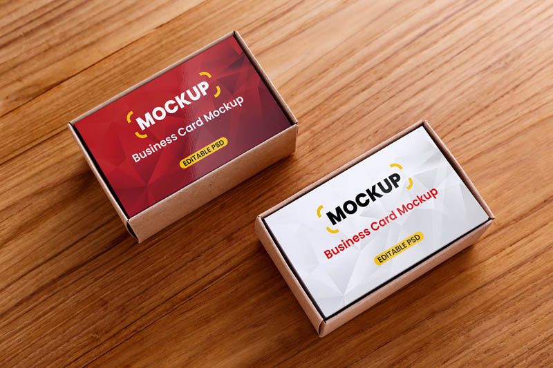 Business Cards in Box PSD Mockup Free Download