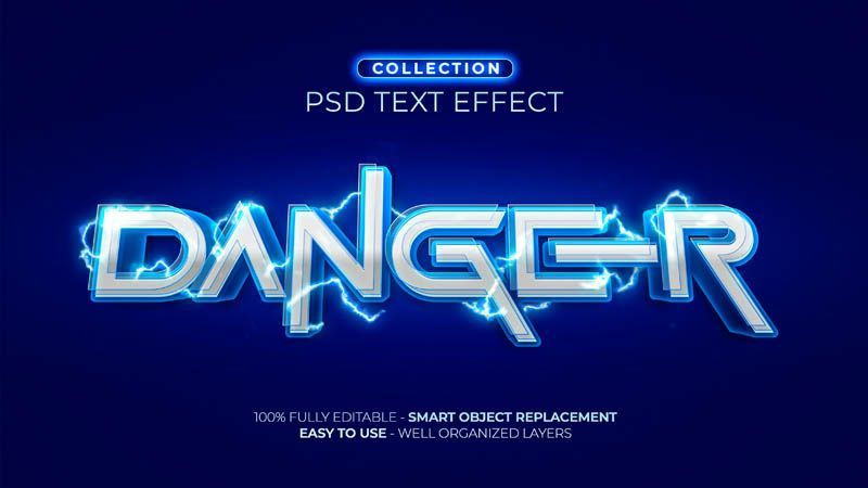 Electric Lightning Photoshop Text Effect Free PSD