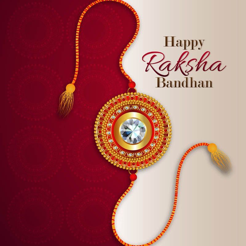Elegant Raksha Bandhan Wishes with Jeweled Rakhi Free Vector