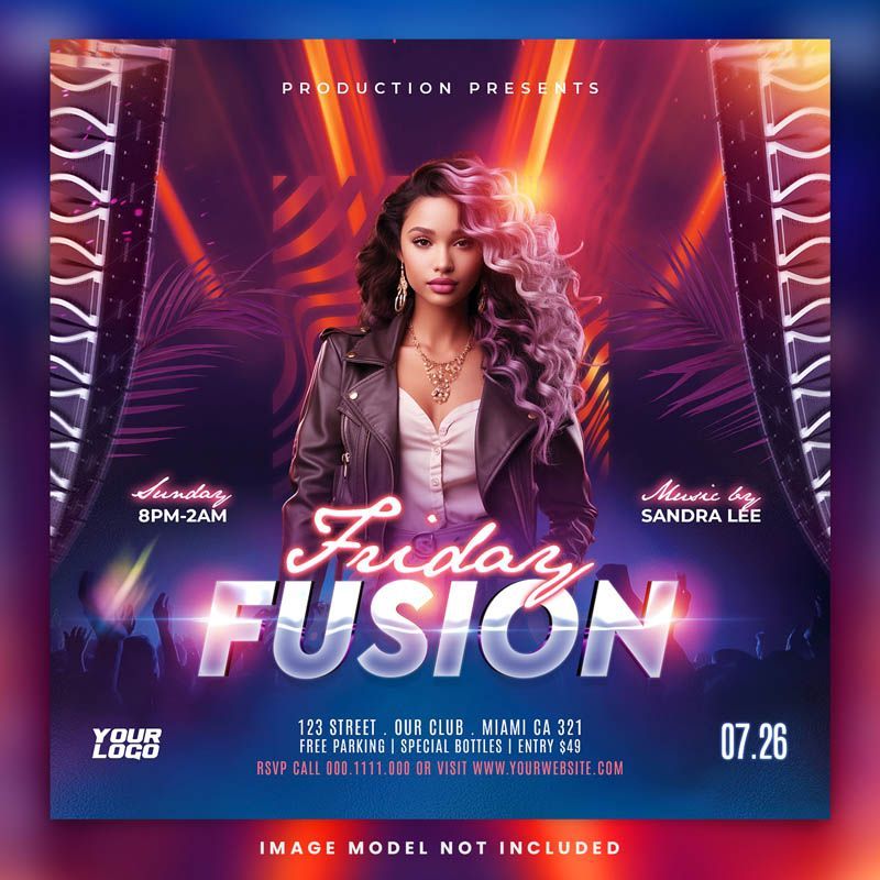 Friday Night Club Party Flyer PSD Template Free Download