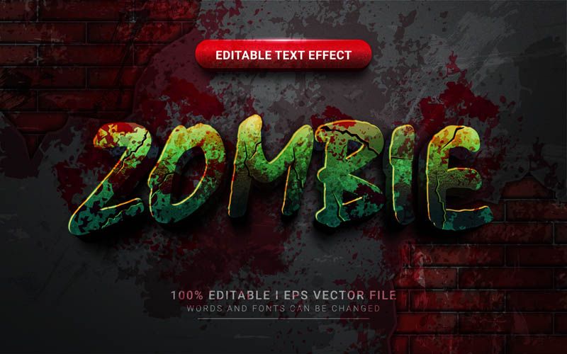 Horror Zombie Vector Text Effect Free Download