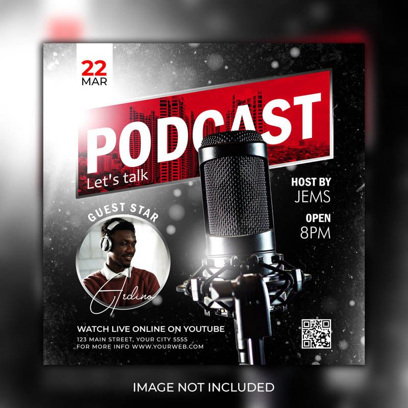 Live Podcast Show Instagram Post Template Free PSD
