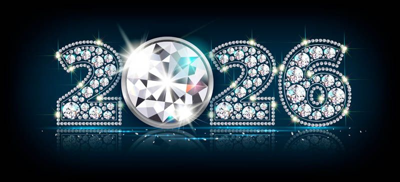 Luxury Happy New Year 2026 Diamond Greeting Banner Vector