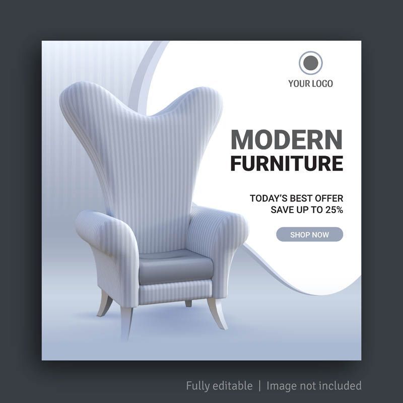 Modern Furniture Sale Social Media Post Template Vector Free