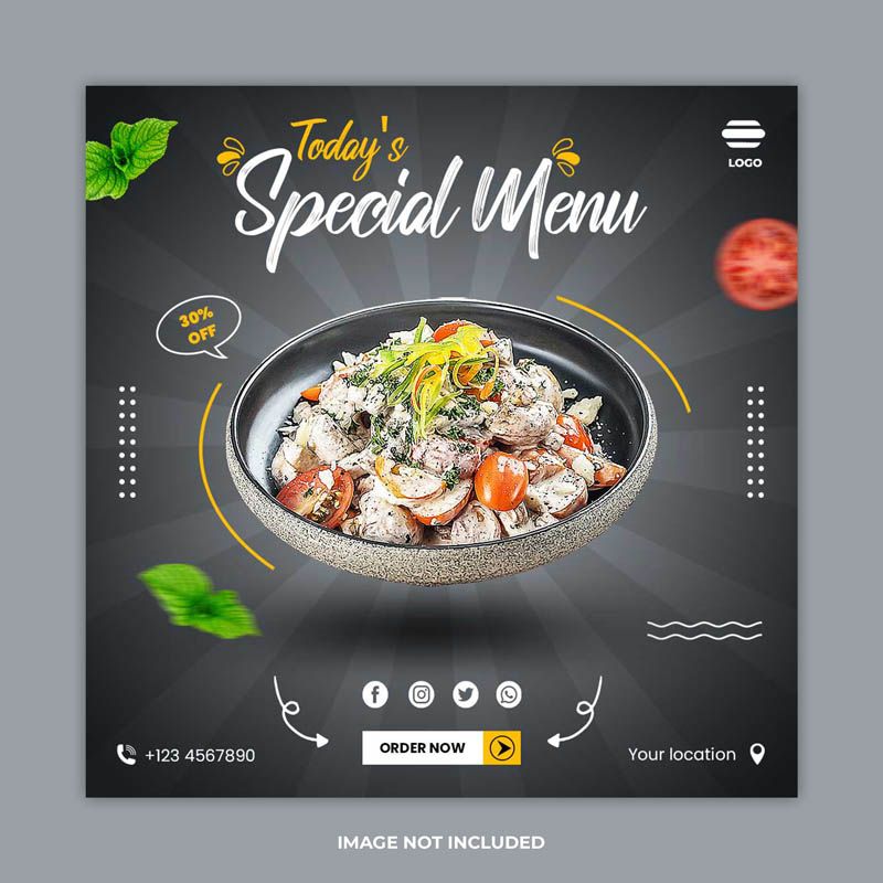 Premium Restaurant Food Menu Social Media Post Template Free