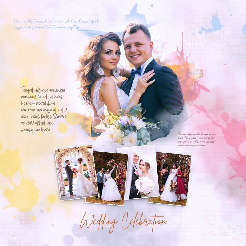 Romantic Wedding Photo Album Photoshop Collage Template Free