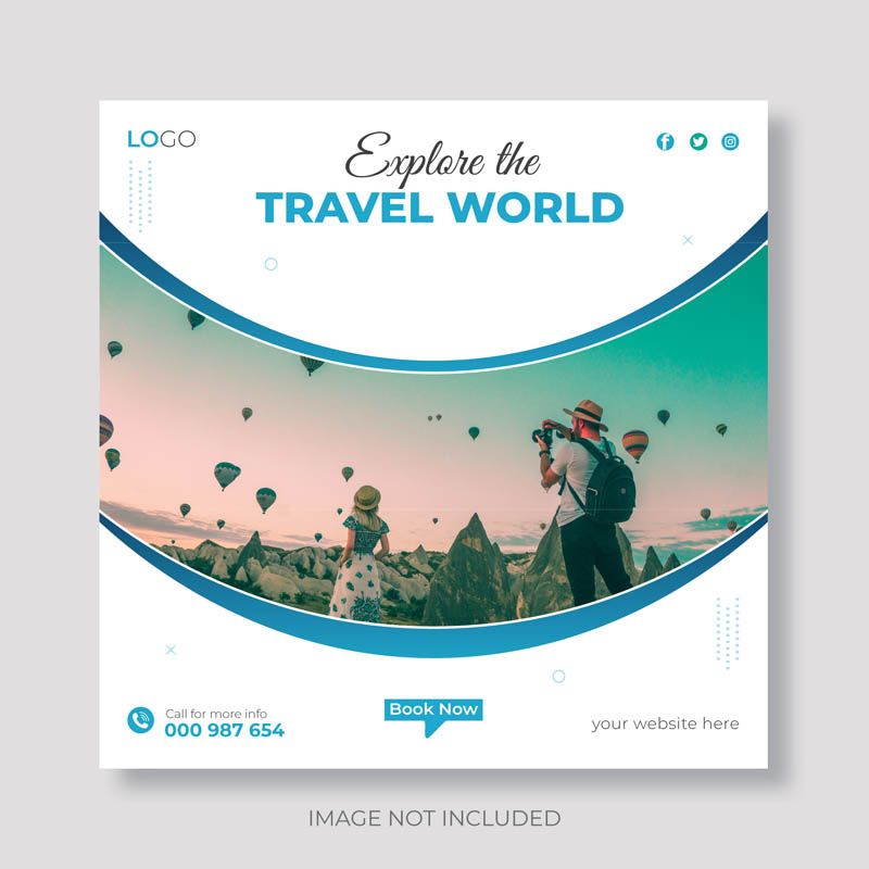Travel Agency Social Media Post Free Vector Template