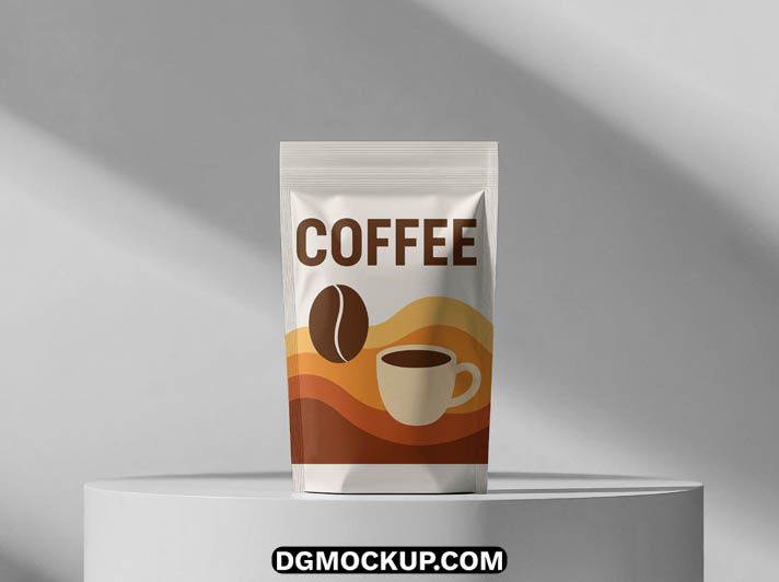 Coffee Bag Mockup on Podium Showcase Free PSD