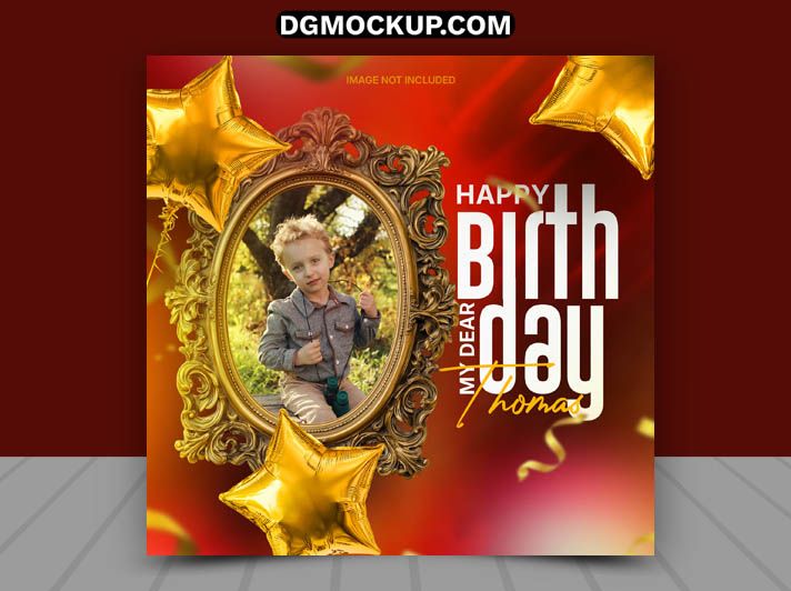 Happy Birthday Photo Frame Template - Free PSD