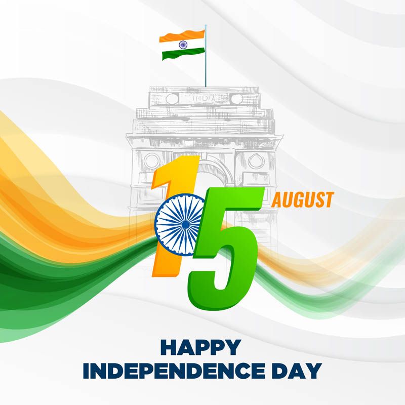 15th August India Independence Day with India Gate Free Vector