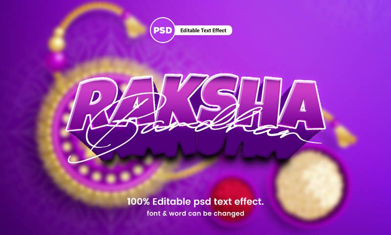 3D Raksha Bandhan Photoshop Text Effect Free PSD Template