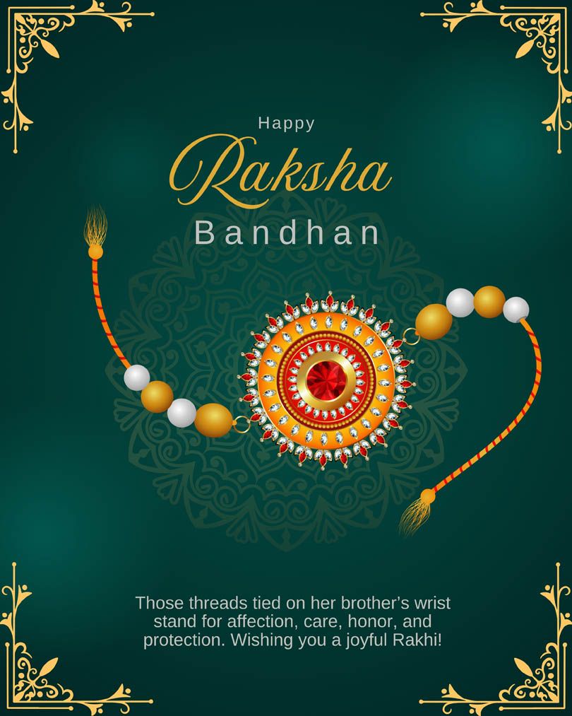 Elegant Raksha Bandhan Wishes Greeting Card Free PSD File