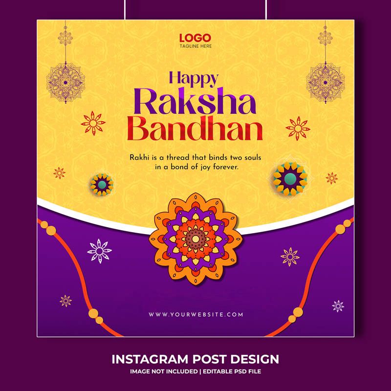 Festive Raksha Bandhan Instagram Post Template Free PSD
