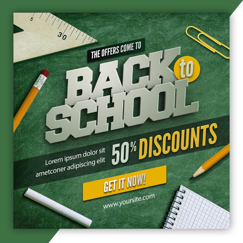 Free Back to School Sale Social Media Post PSD Template