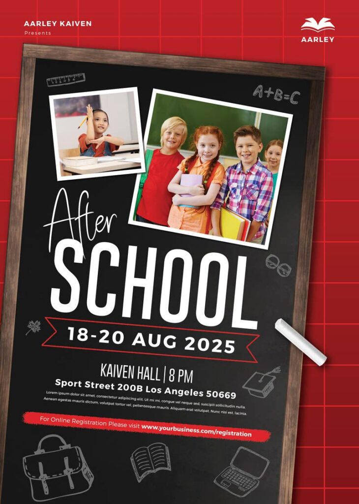 Free Chalkboard After School Program Flyer Template PSD