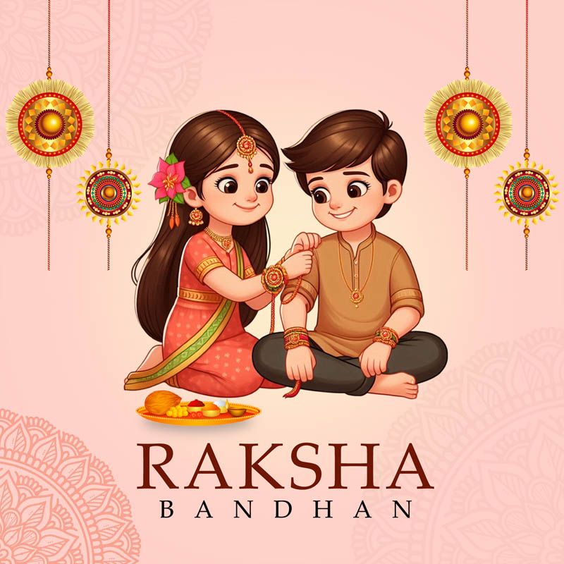 Free Cute Brother & Sister Raksha Bandhan PSD Template