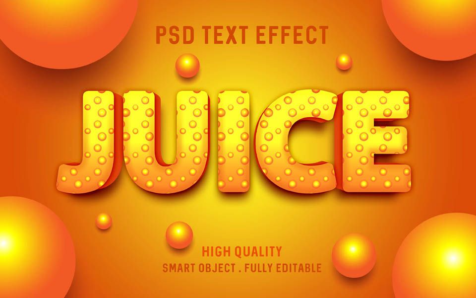 Fresh Fruit & Juice 3D Text Effect Free PSD Mockup
