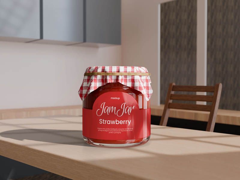 Homemade & Rustic Jam Jar Mockup with Cloth Cover Free PSD