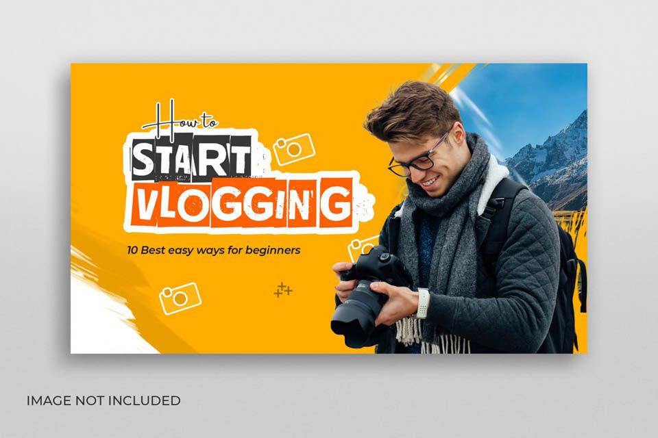 How to Start Vlogging YouTube Thumbnail Free PSD Template