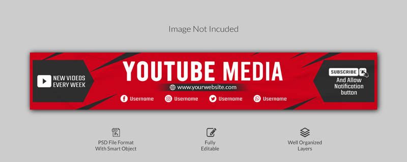 Modern YouTube Banner Template Editable Channel Art PSD Free