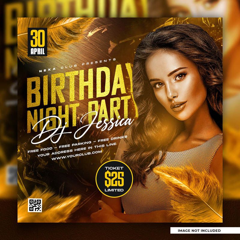 Nightclub DJ Birthday Party Flyer Free PSD Template