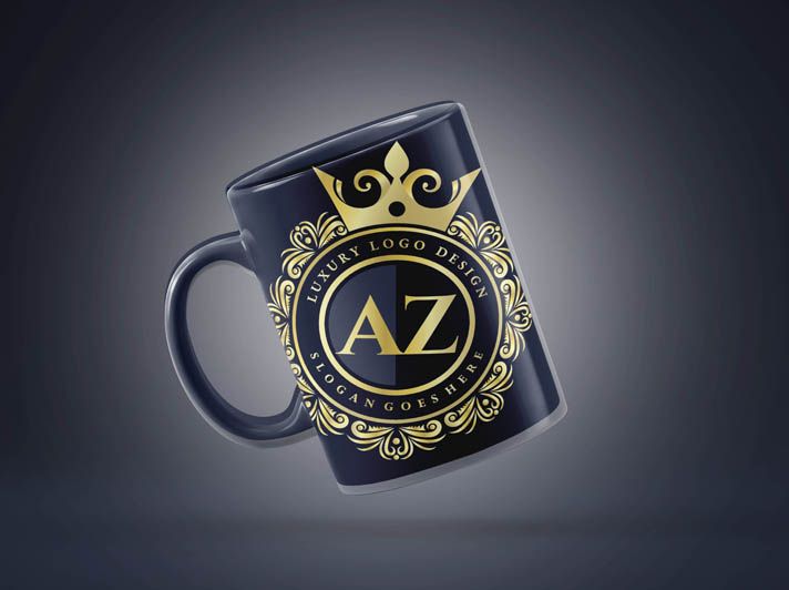 Premium Floating Black Mug Free PSD Mockup