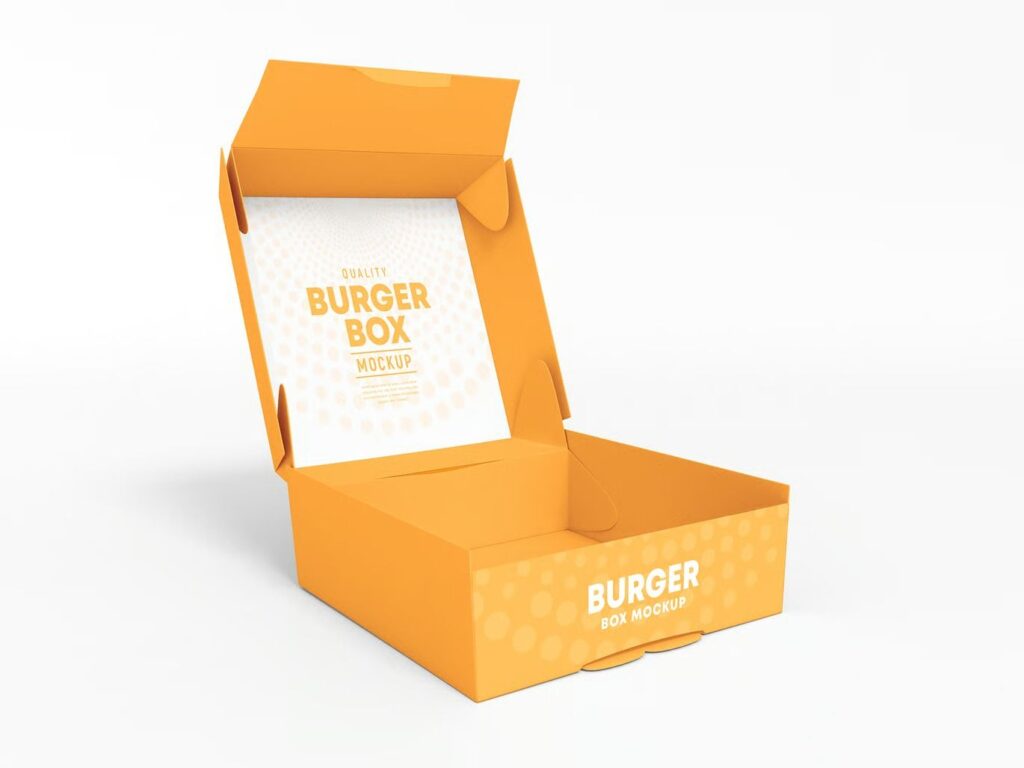 Open Burger Box Mockup (Top Front View)
