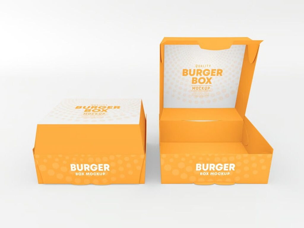 3. Closed Burger Box Mockup (Perspective View)