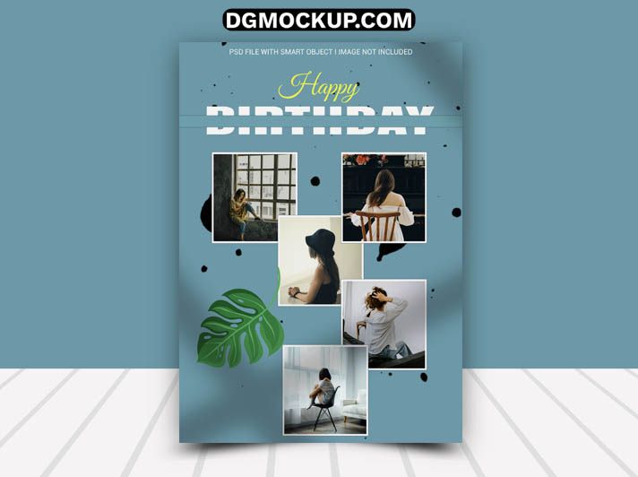Cool-Toned Birthday Collage with Dusty Blue Background
