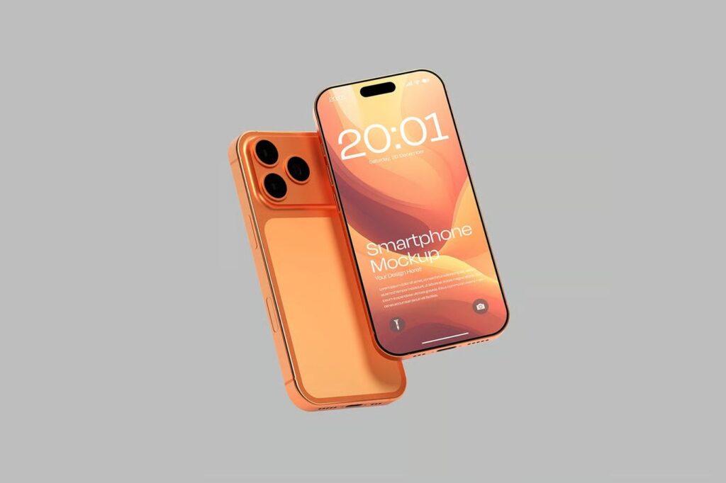 1. Floating Dual Smartphone Mockup Free PSD