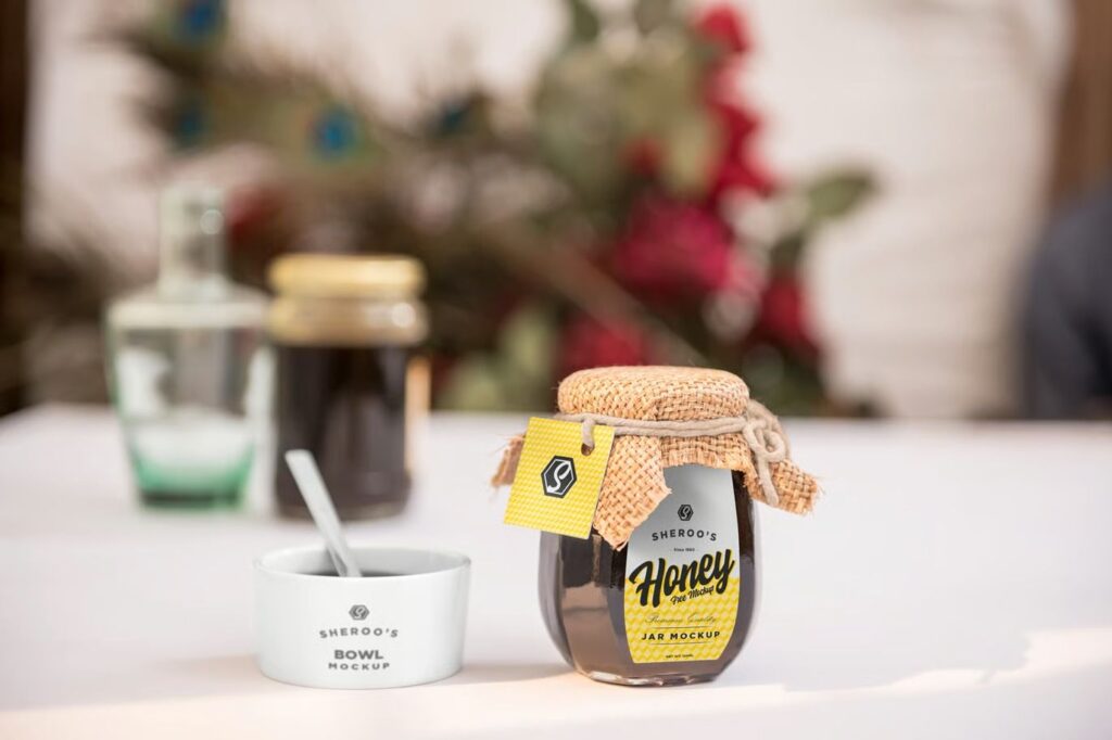 3. Outdoor Honey Branding Mockup with Depth Effect