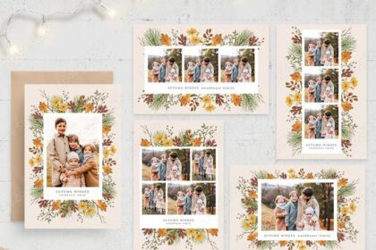 Autumn Photo Card Set Free PSD Mockup Download