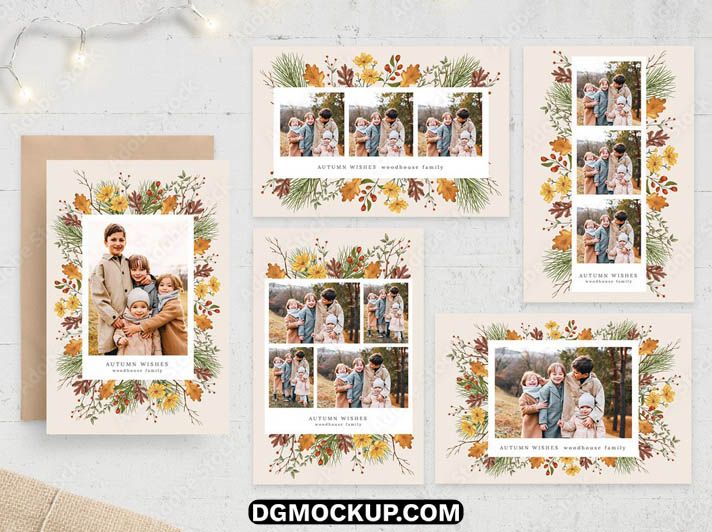 Autumn Photo Card Set Free PSD Mockup Download