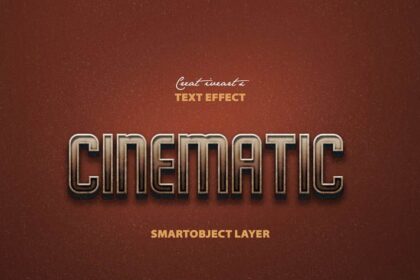 Vintage Cinematic 3D Text Effect Free PSD Mockup
