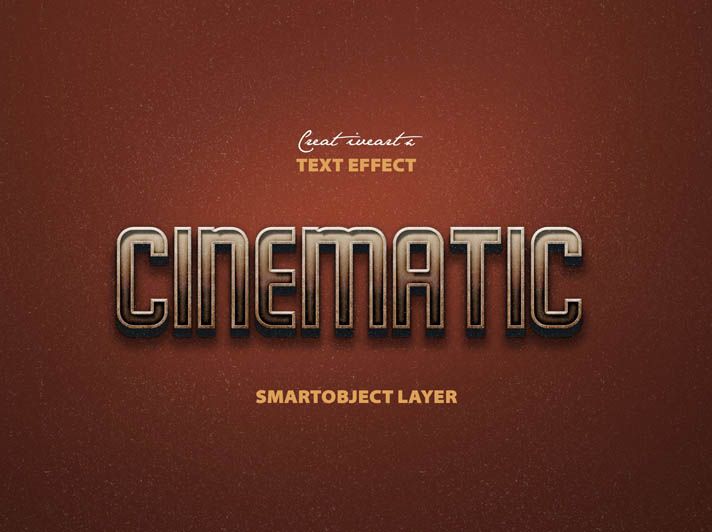 Vintage Cinematic 3D Text Effect Free PSD Mockup