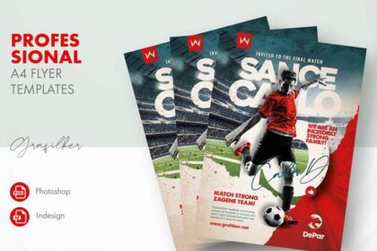 Dynamic Action Soccer Match Flyer Free PSD Template